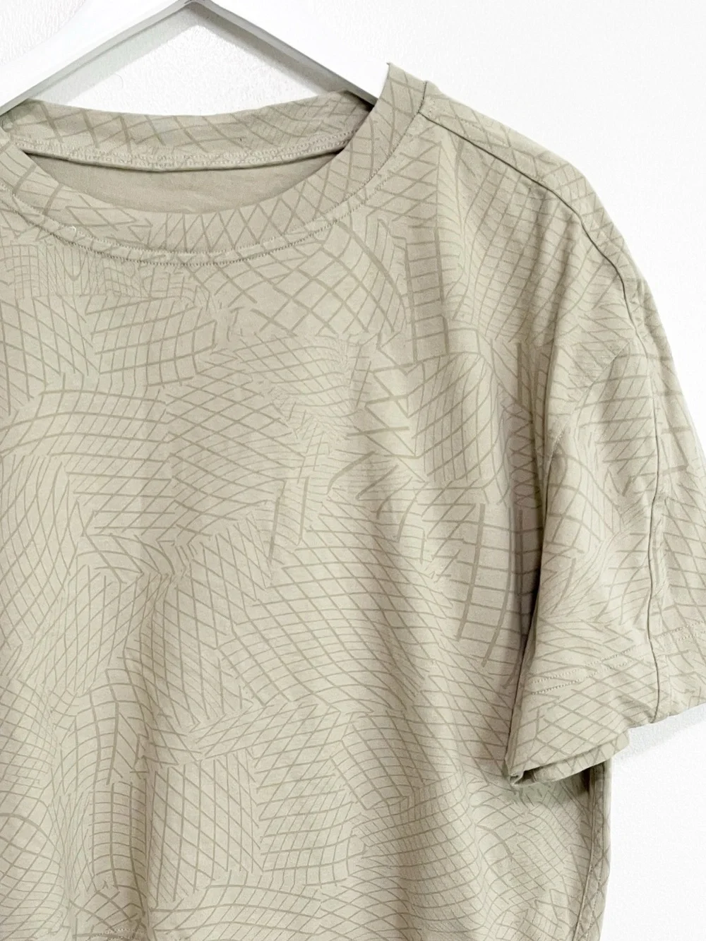 BOGO! Lululemon Heavyweight Cotton T-Shirt Gradiating Grid Raw Linen Tan XL
